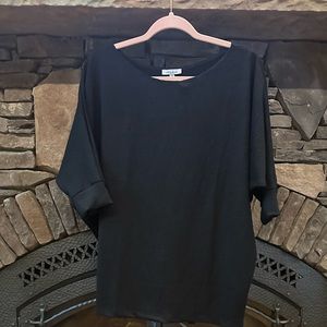 White Birch Medium Dolman Style Blouse Top, Solid Black, New